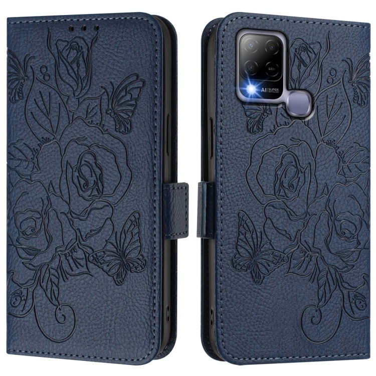 For Infinix Hot 10T / Hot 10s Embossed Rose RFID Anti-theft Leather Phone Case