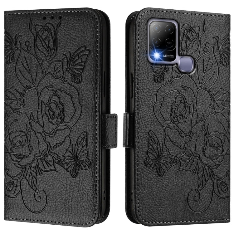 For Infinix Hot 10T / Hot 10s Embossed Rose RFID Anti-theft Leather Phone Case