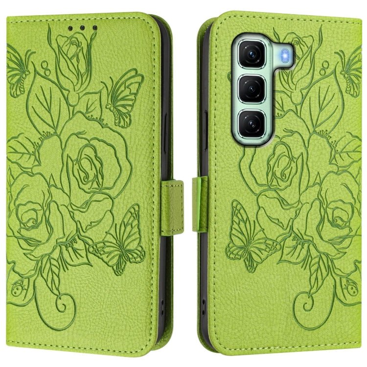 For Infinix Hot 50 4G Embossed Rose RFID Anti-theft Leather Phone Case