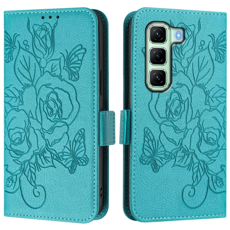 For Infinix Hot 50 4G Embossed Rose RFID Anti-theft Leather Phone Case