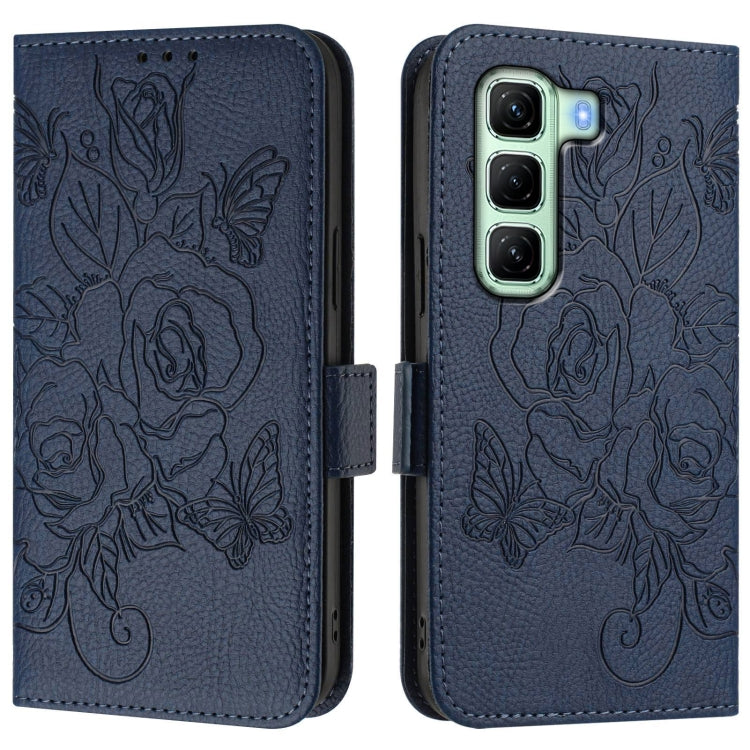 For Infinix Hot 50 4G Embossed Rose RFID Anti-theft Leather Phone Case