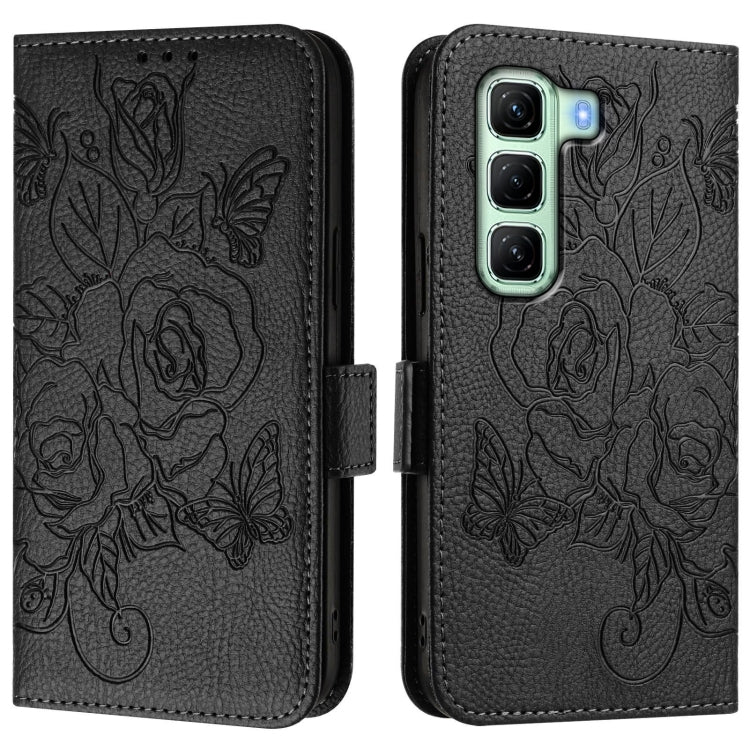 For Infinix Hot 50 4G Embossed Rose RFID Anti-theft Leather Phone Case