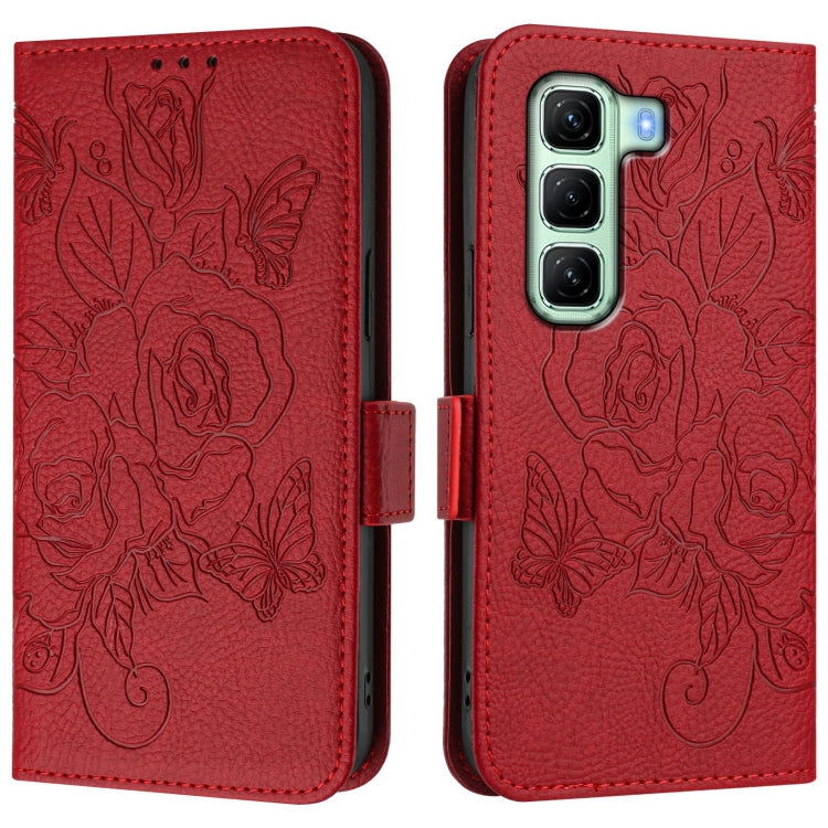 For Infinix Hot 50 5G Embossed Rose RFID Anti-theft Leather Phone Case
