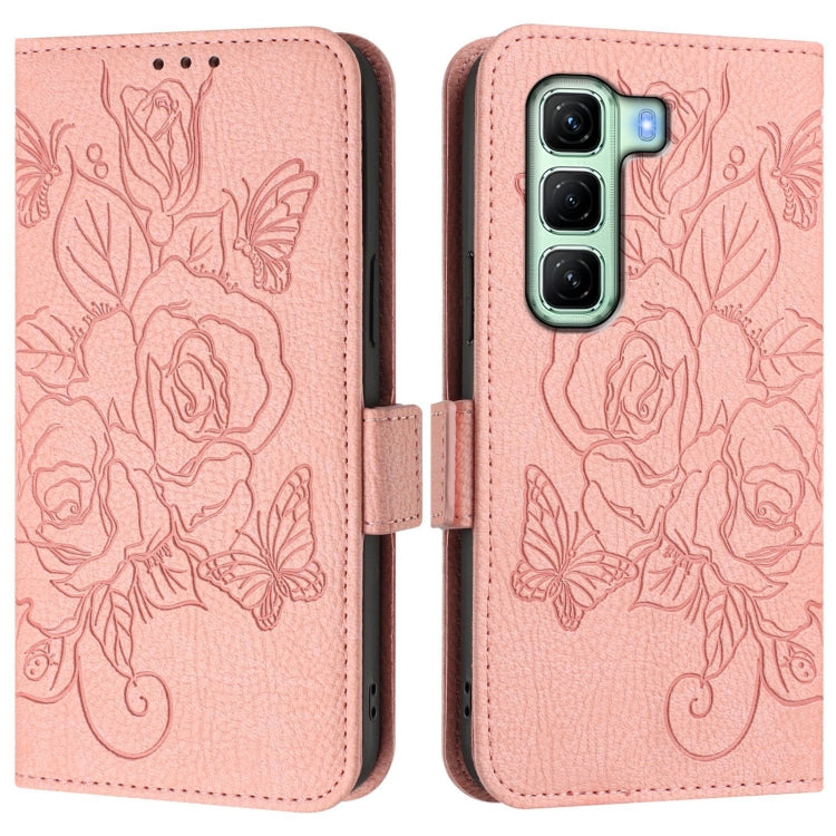 For Infinix Hot 50 5G Embossed Rose RFID Anti-theft Leather Phone Case