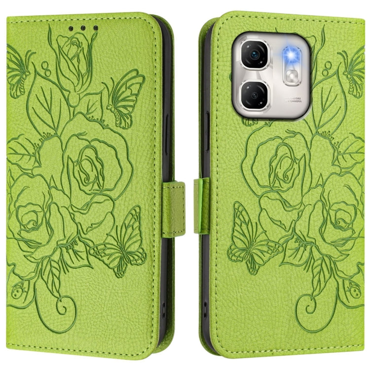 For Infinix Hot 50i 5G / Smart 9 4G Embossed Rose RFID Anti-theft Leather Phone Case