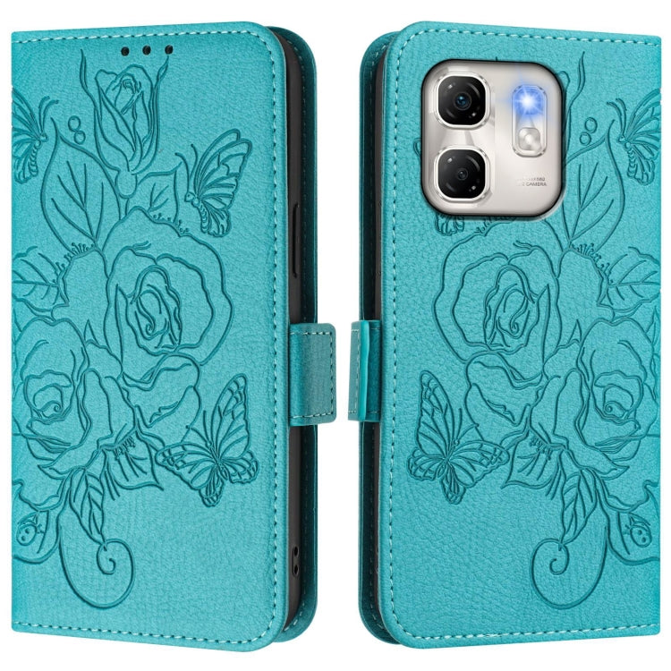 For Infinix Hot 50i 5G / Smart 9 4G Embossed Rose RFID Anti-theft Leather Phone Case