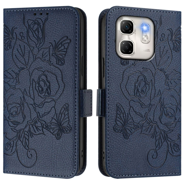 For Infinix Hot 50i 5G / Smart 9 4G Embossed Rose RFID Anti-theft Leather Phone Case