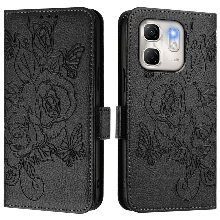 For Infinix Hot 50i 5G / Smart 9 4G Embossed Rose RFID Anti-theft Leather Phone Case