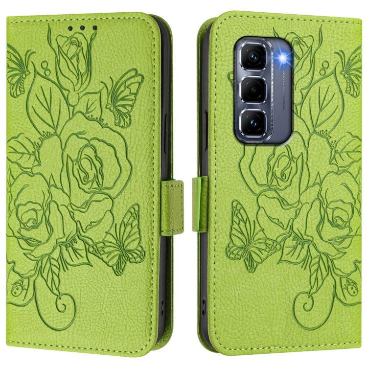 For Infinix Hot 50 Pro+ 4G Embossed Rose RFID Anti-theft Leather Phone Case