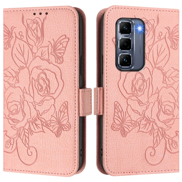 For Infinix Hot 50 Pro+ 4G Embossed Rose RFID Anti-theft Leather Phone Case