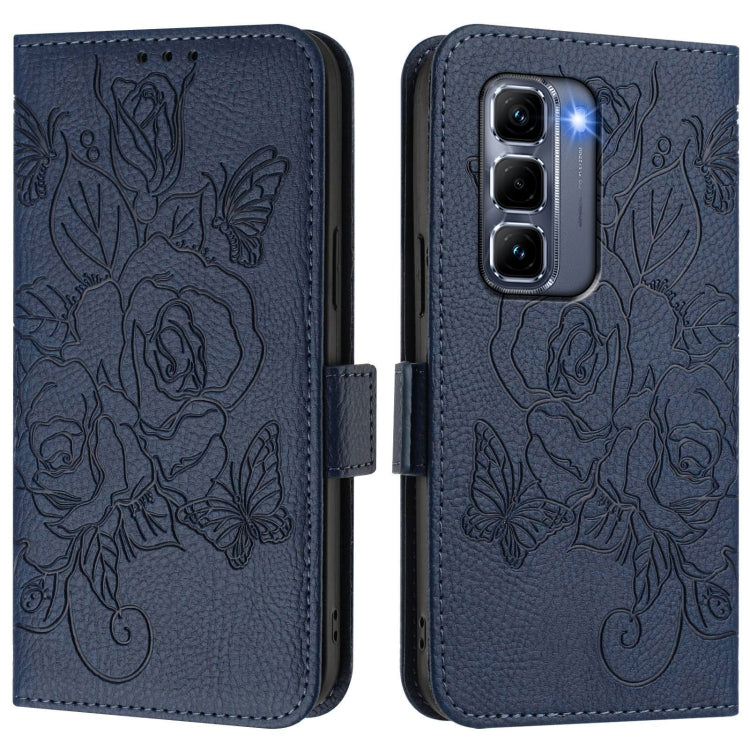 For Infinix Hot 50 Pro+ 4G Embossed Rose RFID Anti-theft Leather Phone Case