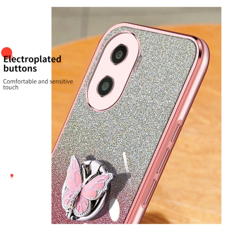 For Honor X40i Plated Gradient Glitter Butterfly Holder TPU Phone Case