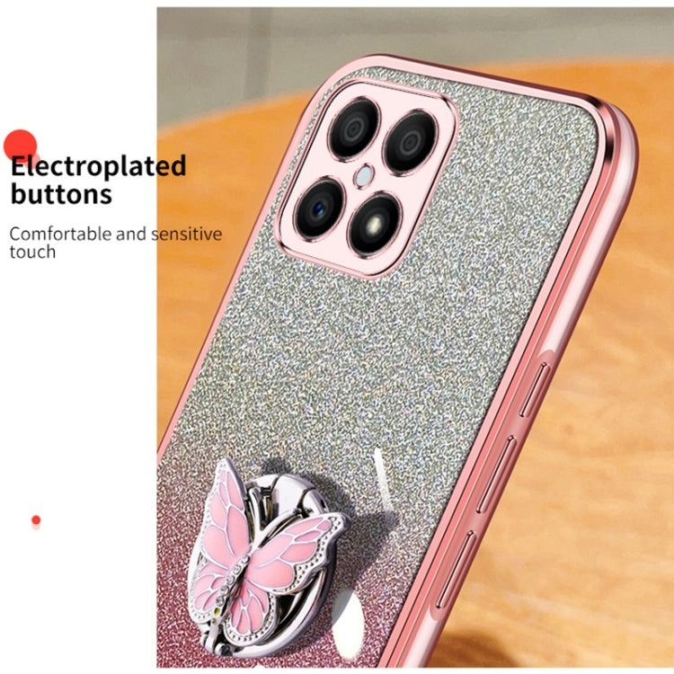 For Honor X30i Plated Gradient Glitter Butterfly Holder TPU Phone Case