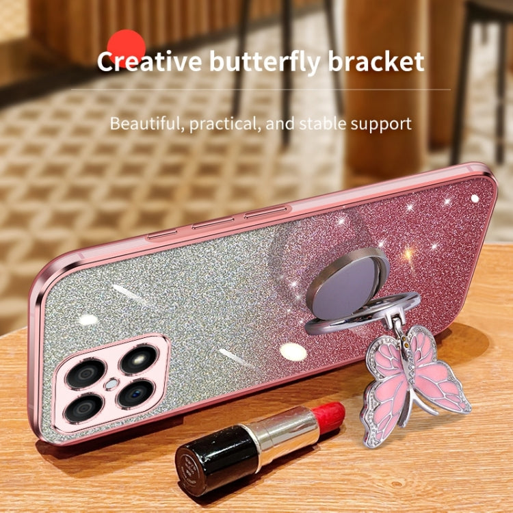 For Honor X30i Plated Gradient Glitter Butterfly Holder TPU Phone Case