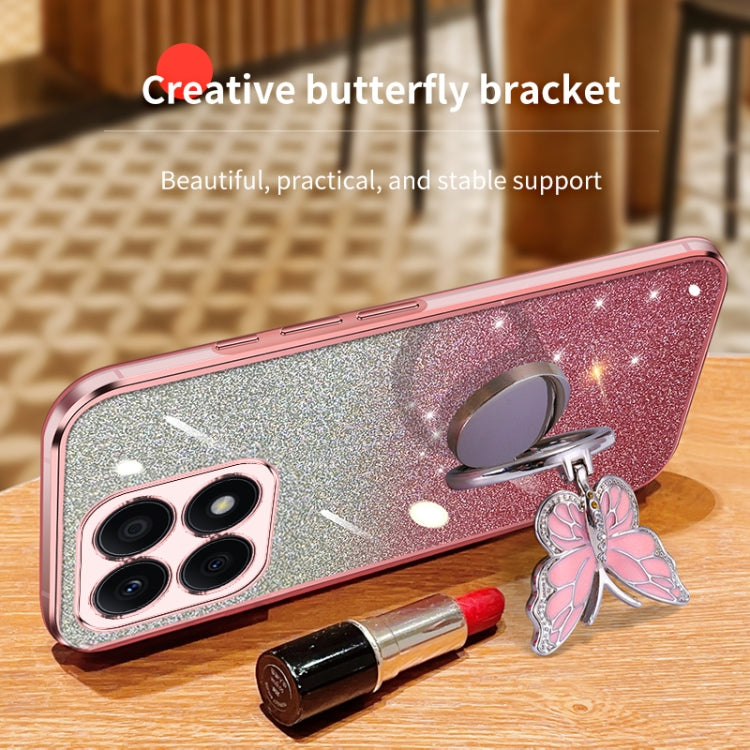 For Honor X8b Plated Gradient Glitter Butterfly Holder TPU Phone Case