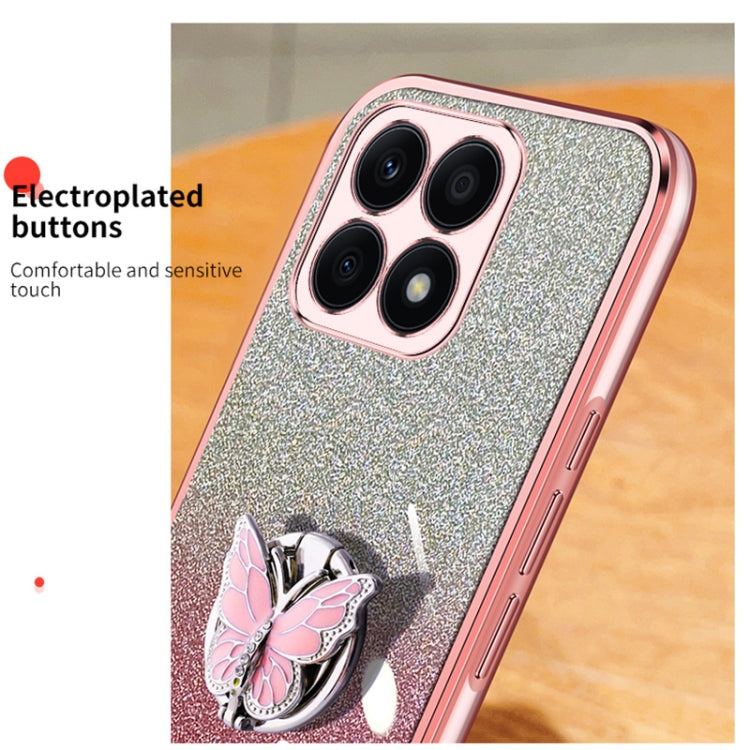 For Honor X8b Plated Gradient Glitter Butterfly Holder TPU Phone Case