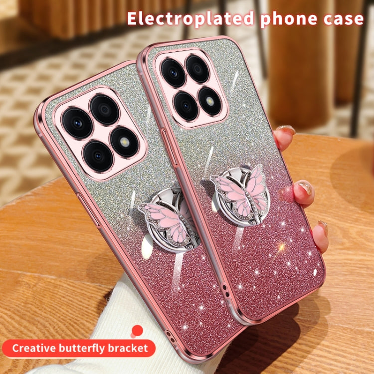 For Honor X8b Plated Gradient Glitter Butterfly Holder TPU Phone Case