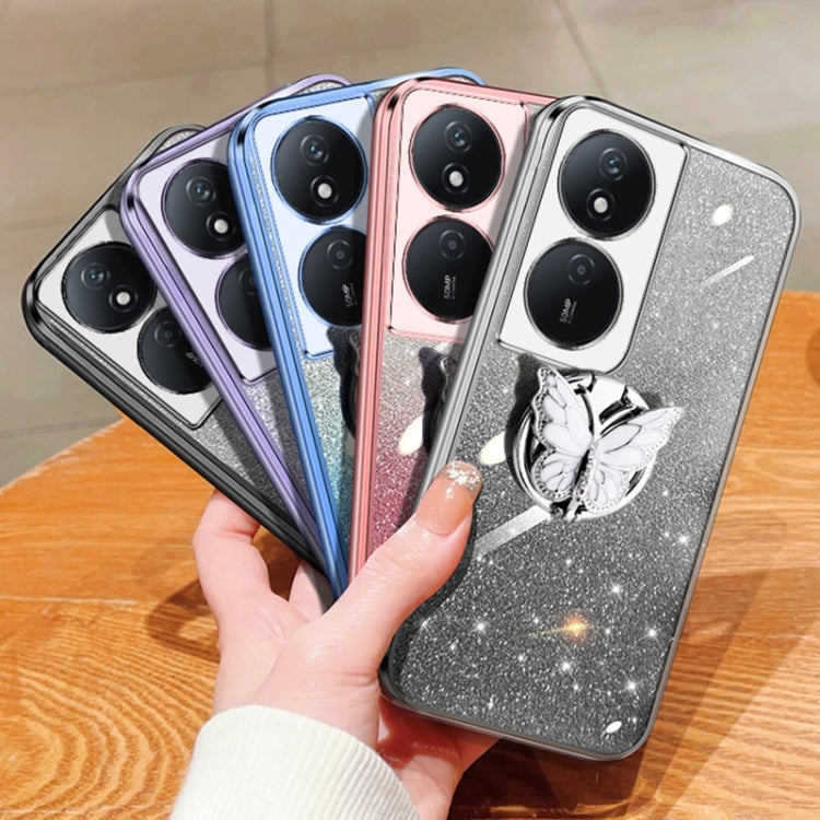 For Honor Play 50 Plus Plated Gradient Glitter Butterfly Holder TPU Phone Case
