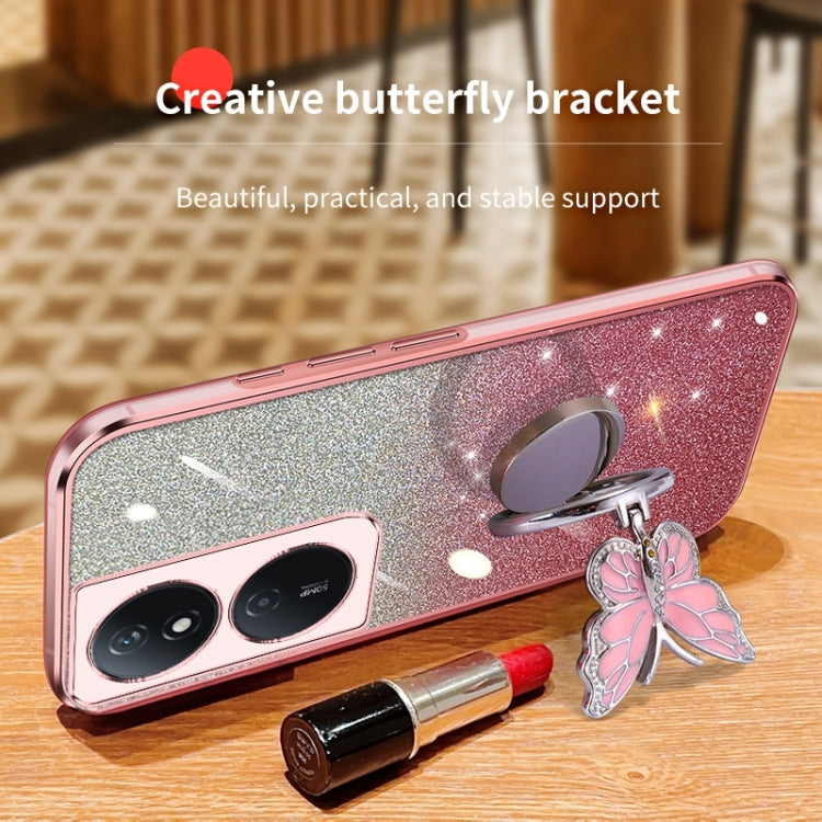 For Honor Play 50 Plus Plated Gradient Glitter Butterfly Holder TPU Phone Case
