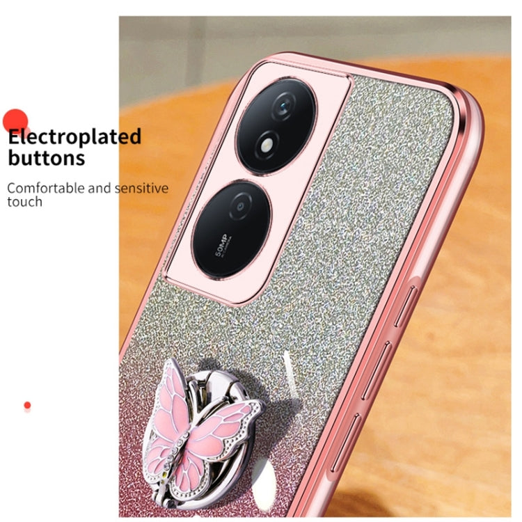 For Honor Play 50 Plus Plated Gradient Glitter Butterfly Holder TPU Phone Case