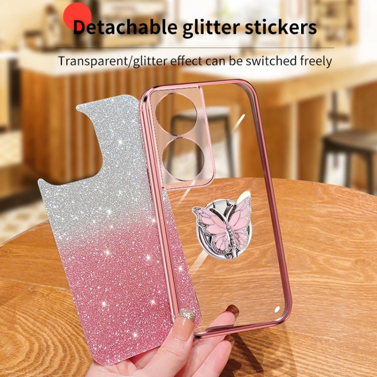 For Honor Play 50 Plus Plated Gradient Glitter Butterfly Holder TPU Phone Case