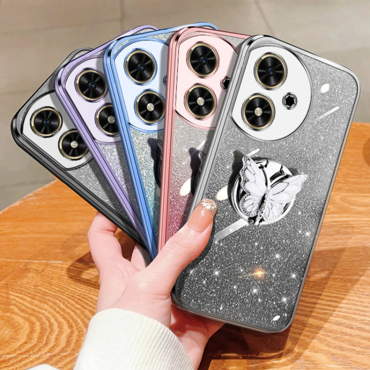 For Honor Play 50 Plated Gradient Glitter Butterfly Holder TPU Phone Case