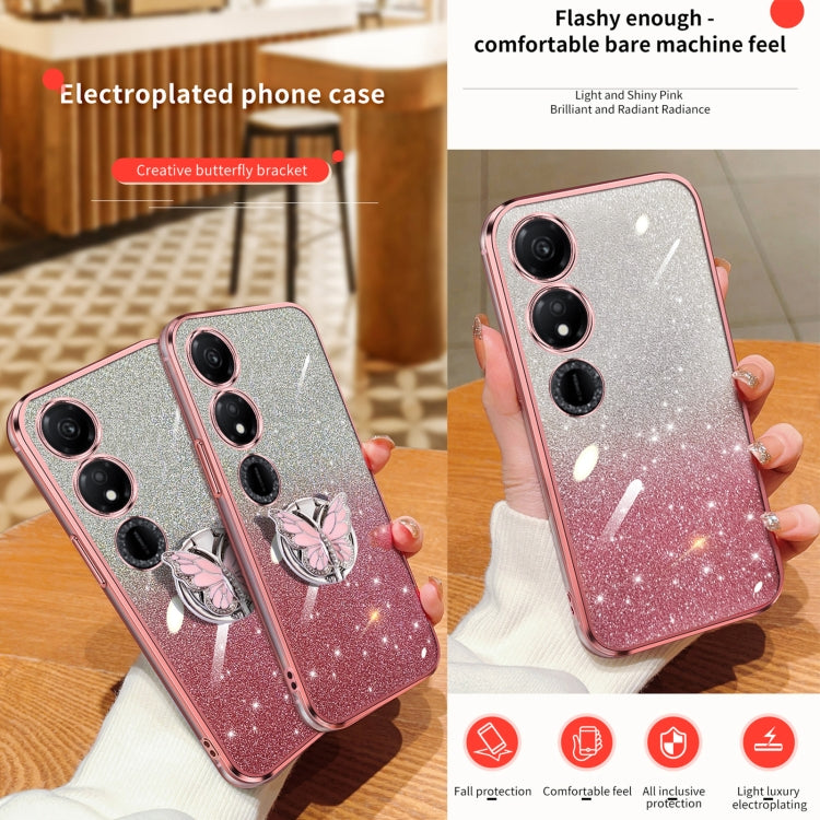 For Honor Play 40 Plated Gradient Glitter Butterfly Holder TPU Phone Case