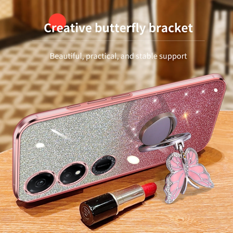 For Honor Play 40 Plated Gradient Glitter Butterfly Holder TPU Phone Case