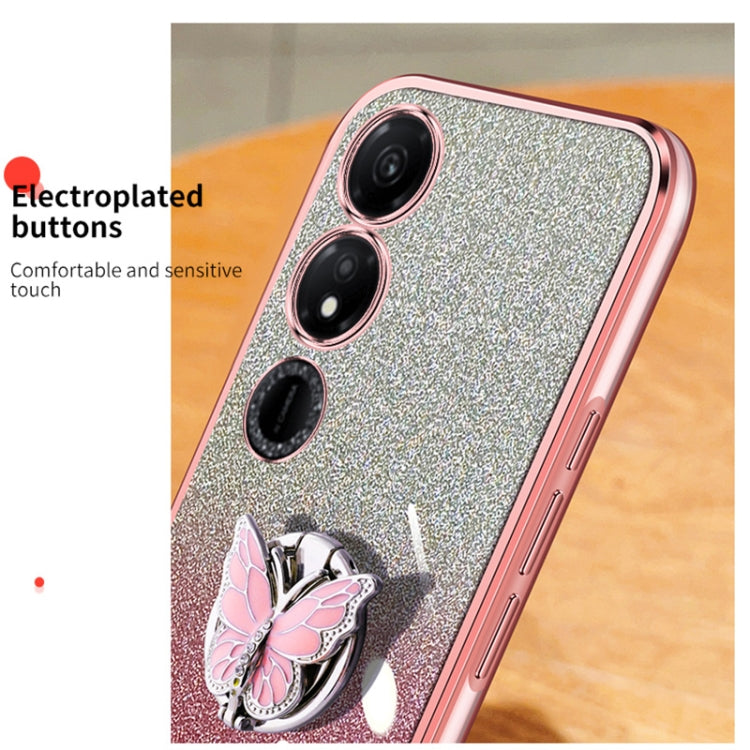 For Honor Play 40 Plated Gradient Glitter Butterfly Holder TPU Phone Case