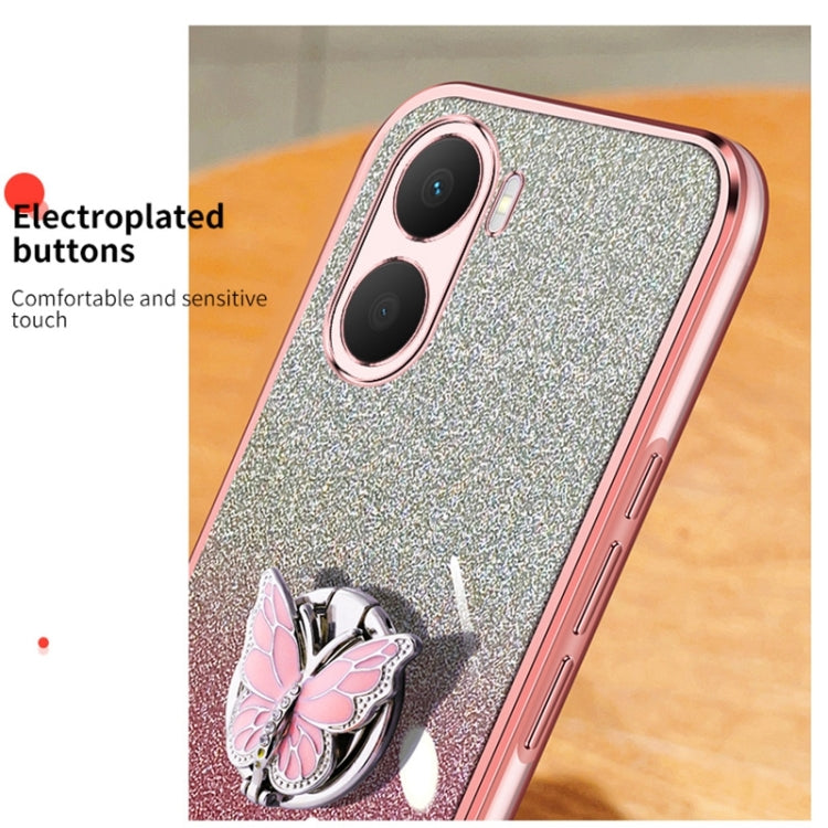 For Honor Play 40 Plus Plated Gradient Glitter Butterfly Holder TPU Phone Case