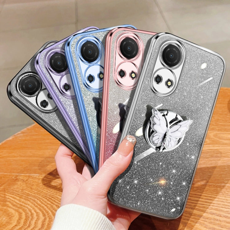 For Honor Play 30 Plus Plated Gradient Glitter Butterfly Holder TPU Phone Case