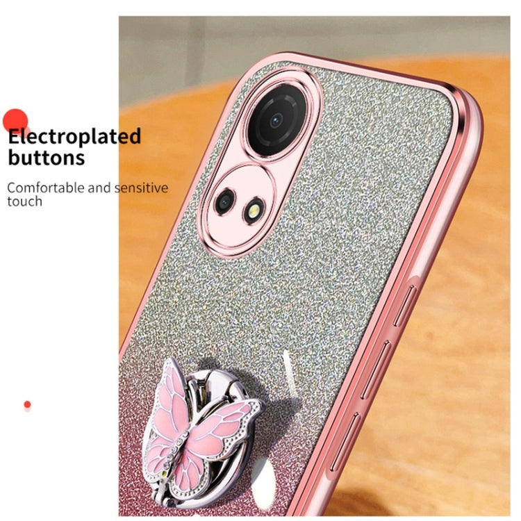 For Honor Play 30 Plus Plated Gradient Glitter Butterfly Holder TPU Phone Case
