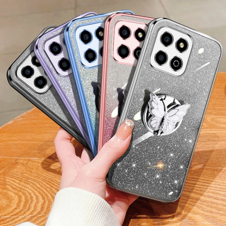 For Honor Play 30M Plated Gradient Glitter Butterfly Holder TPU Phone Case