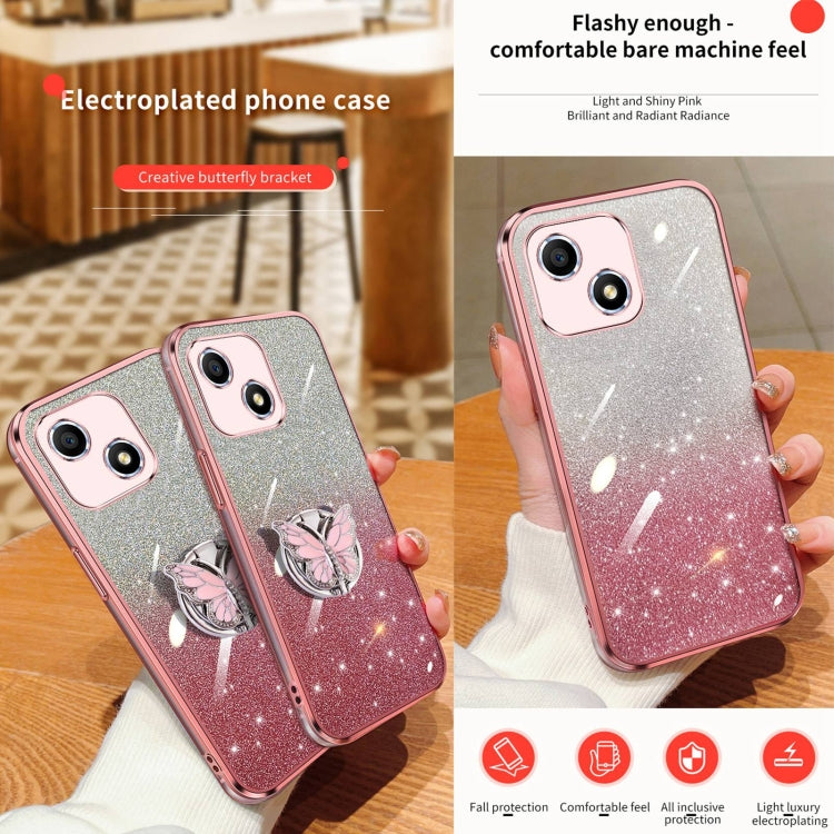 For Honor Play 30 Plated Gradient Glitter Butterfly Holder TPU Phone Case