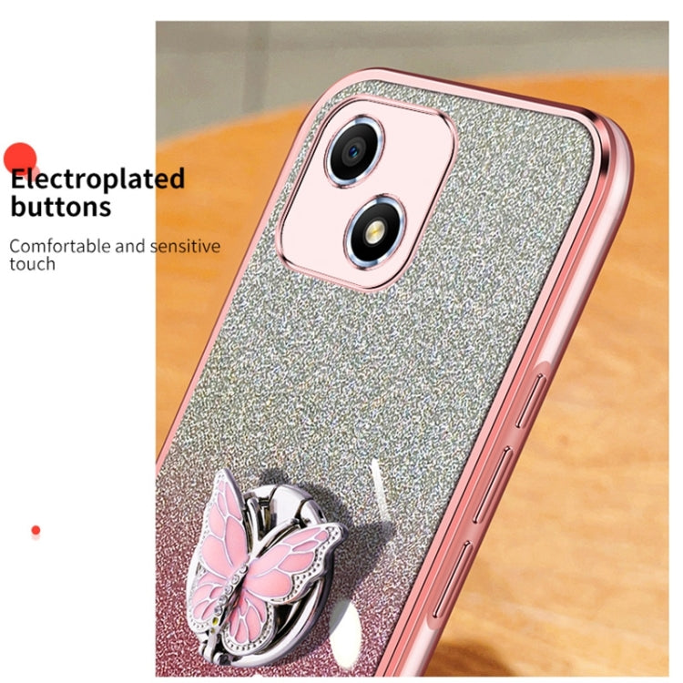 For Honor Play 30 Plated Gradient Glitter Butterfly Holder TPU Phone Case