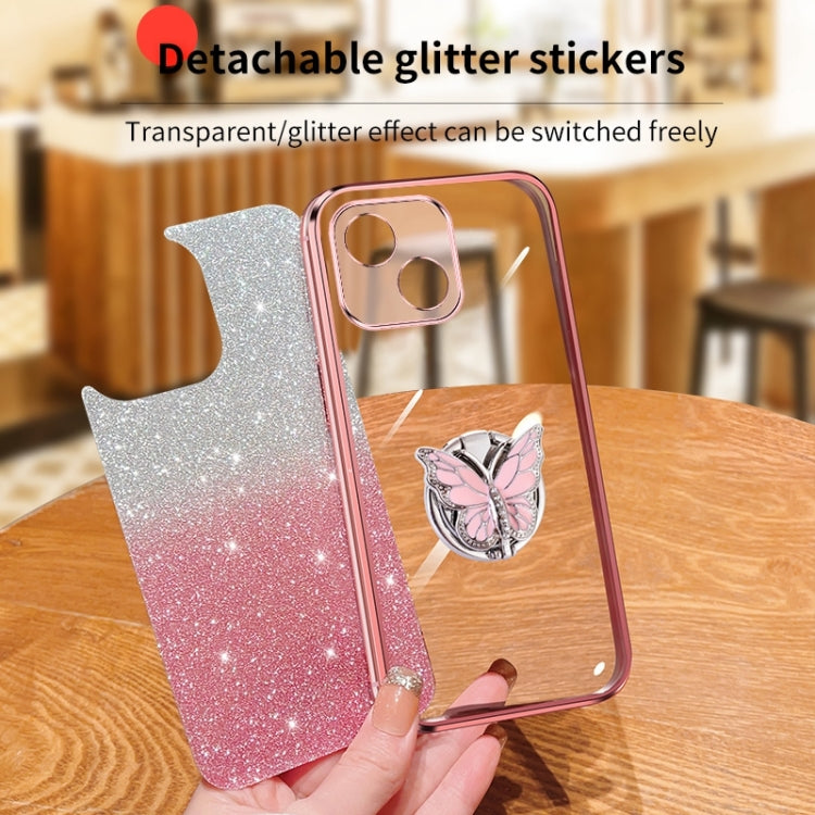 For Honor Play 30 Plated Gradient Glitter Butterfly Holder TPU Phone Case