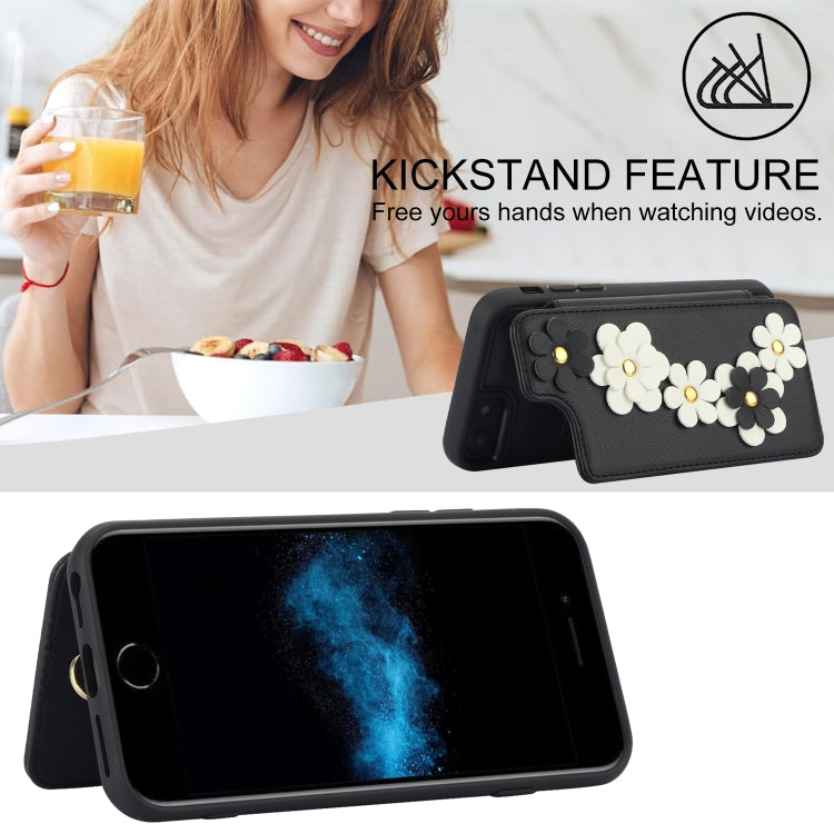 For iPhone 8 Plus / 7 Plus Crossbody Flower Pattern Leather Phone Case