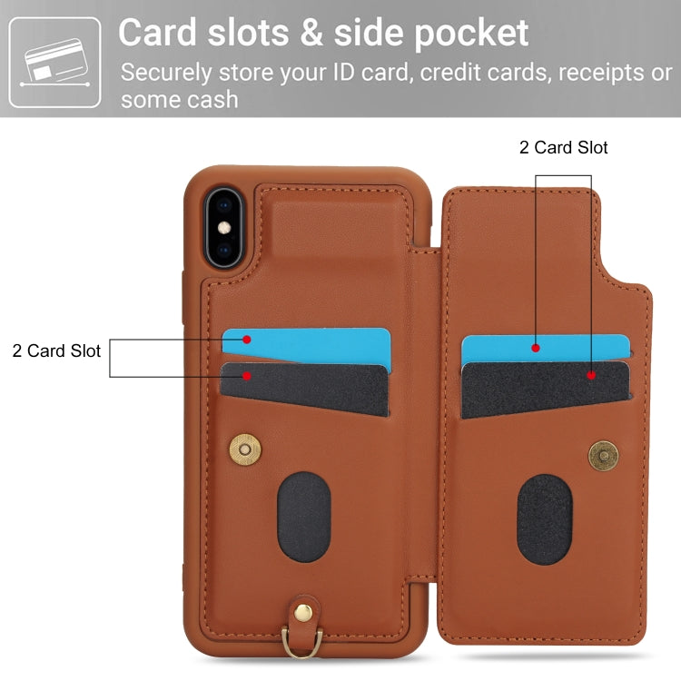 For iPhone XS / X Crossbody Flower Pattern Leather Phone Case