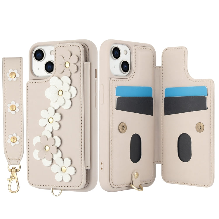 For iPhone 11 Crossbody Flower Pattern Leather Phone Case