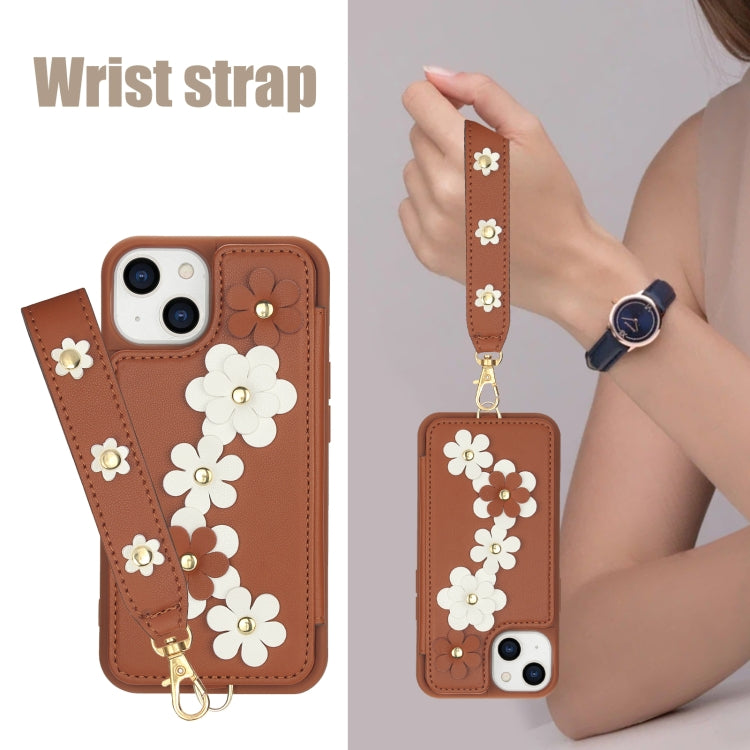 For iPhone 11 Crossbody Flower Pattern Leather Phone Case