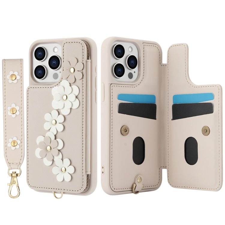 For iPhone 11 Pro Max Crossbody Flower Pattern Leather Phone Case