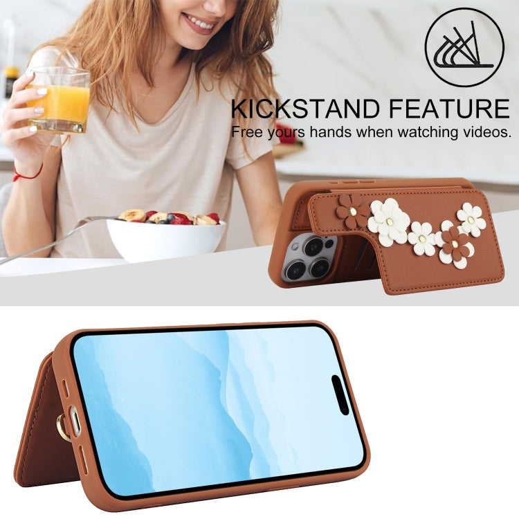 For iPhone 11 Pro Max Crossbody Flower Pattern Leather Phone Case