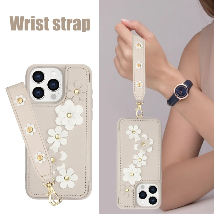 For iPhone 12 Pro Max Crossbody Flower Pattern Leather Phone Case