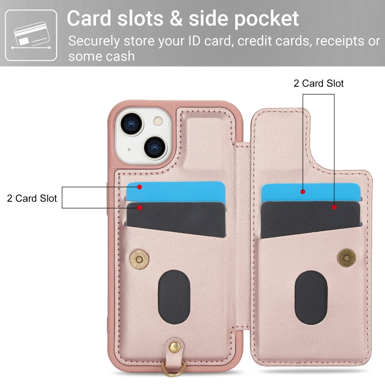 For iPhone 14 / 13 Crossbody Flower Pattern Leather Phone Case