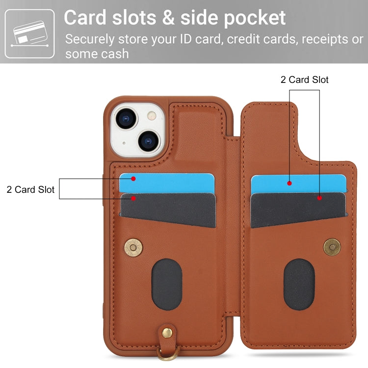 For iPhone 15 Crossbody Flower Pattern Leather Phone Case