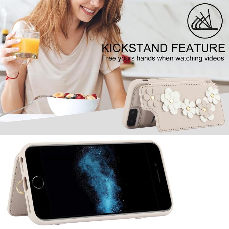 For iPhone 17e / 16e Crossbody Flower Pattern Leather Phone Case