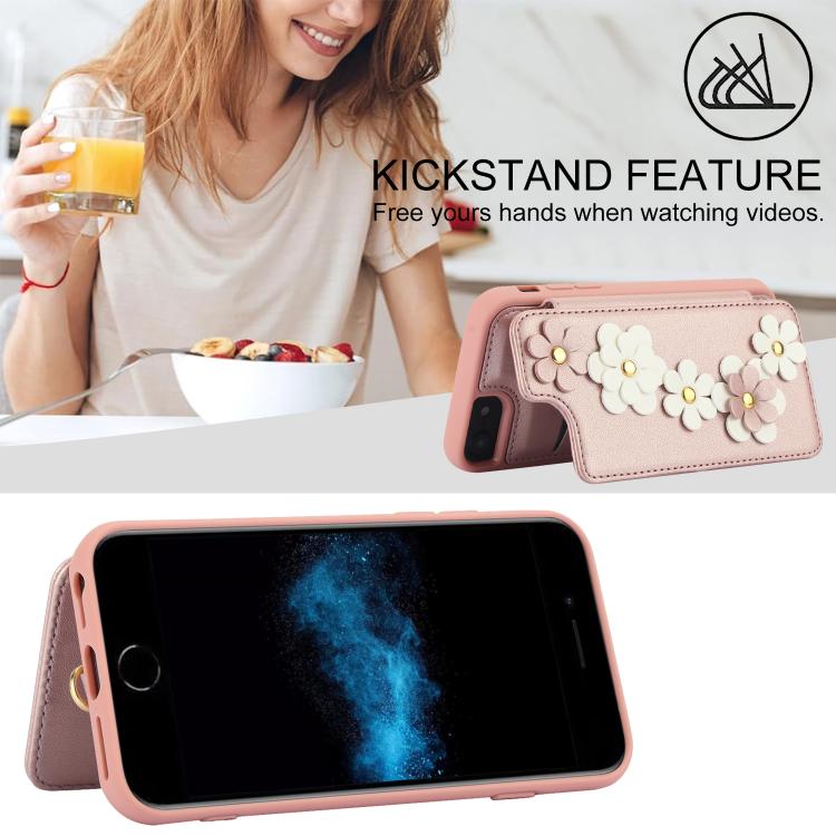 For iPhone 17e / 16e Crossbody Flower Pattern Leather Phone Case