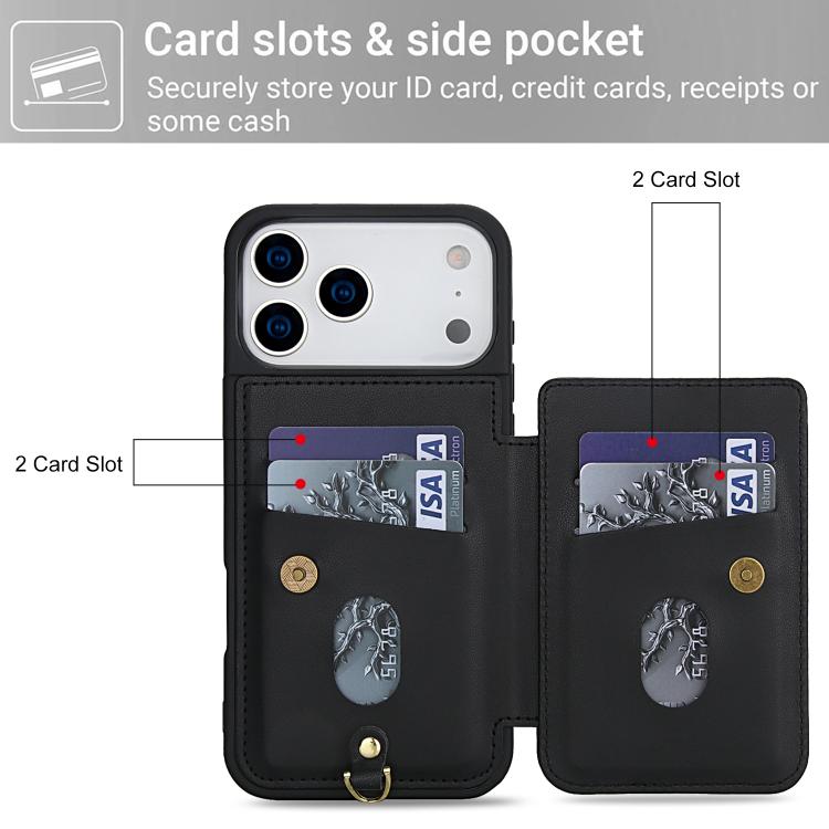 For iPhone 17 Pro Max Crossbody Flower Pattern Leather Phone Case