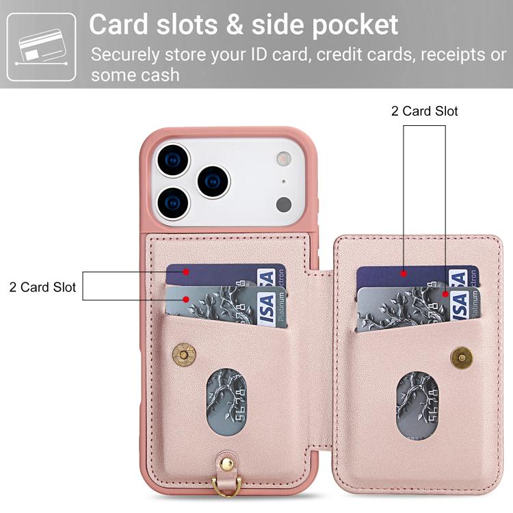 For iPhone 17 Pro Max Crossbody Flower Pattern Leather Phone Case