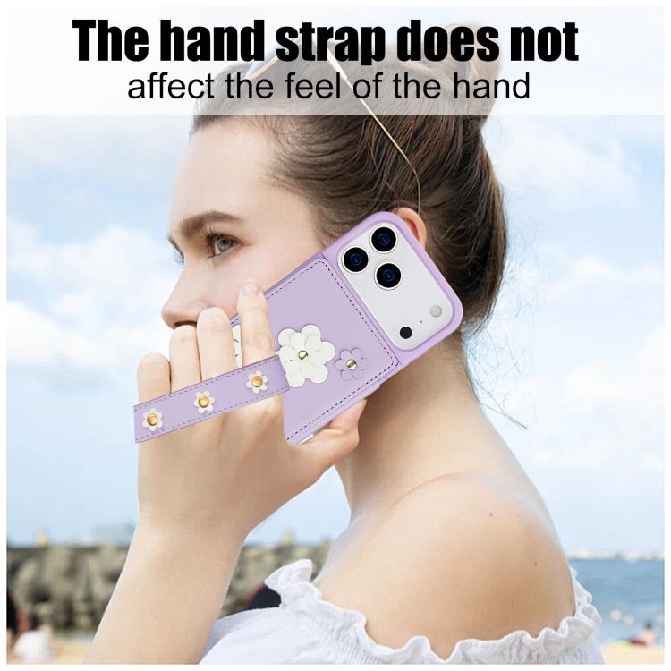 For iPhone 17 Pro Max Crossbody Flower Pattern Leather Phone Case